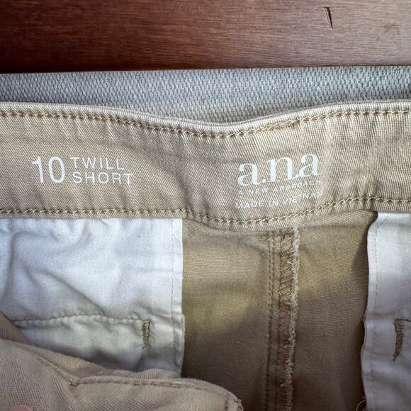 a.n.a. Size 10 Tan Beige Twill Casual Shorts with Pockets - Picture 6 of 10